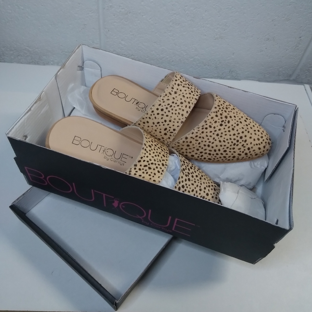 Corkeys brown speckled cutout mule shoes size 6
